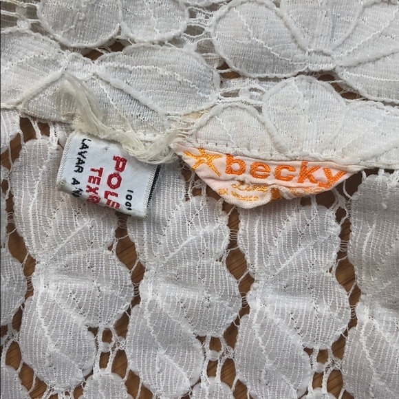 Vintage Becky white lace top vest pockets collar M - Picture 8 of 13
